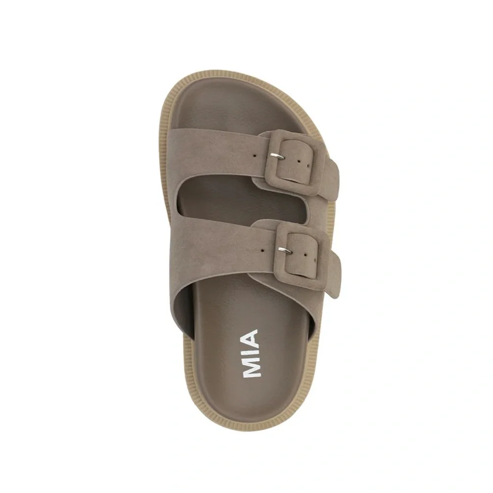 MIA, New in box , suede dual buckle sandals, taupe, size 8 - Picture 9 of 9